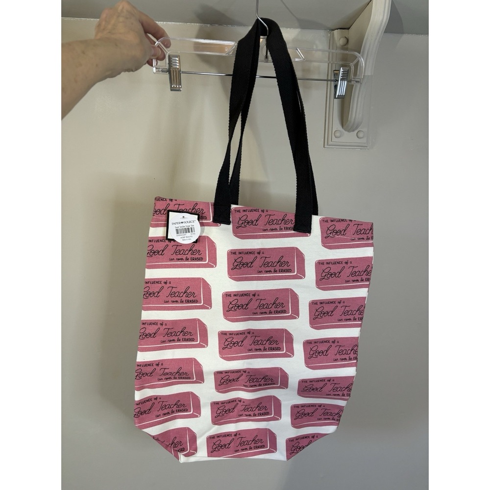 NWT PAPER SOURCE Good Teacher‎ Canvas Tote Bag Eraser